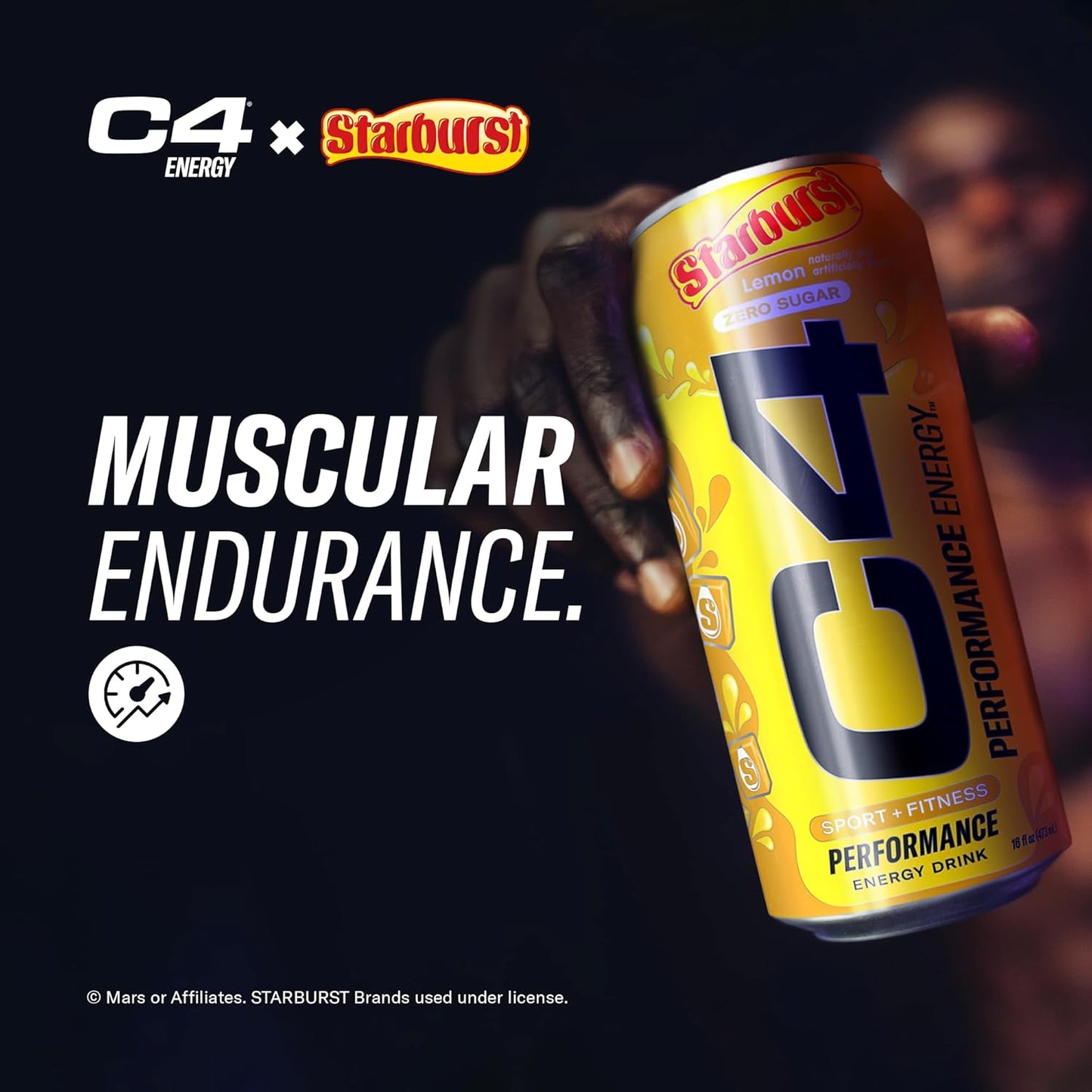 Cellucor C4 Energy Drink | Starburst Lemon Flavor | 200mg Caffeine | 16 fl oz (12 bottles)