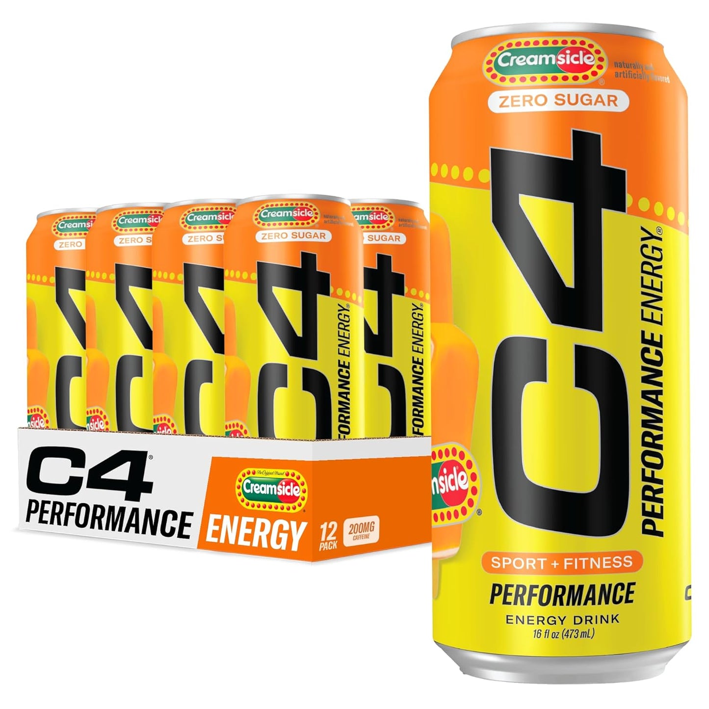 Cellucor C4 Energy Drink | 200mg Caffeine | Orange Cream Popsicle Flavor | 16 fl oz (12-pack)