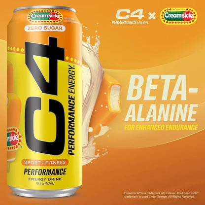 Cellucor C4 Energy Drink | 200mg Caffeine | Orange Cream Popsicle Flavor | 16 fl oz (12-pack)