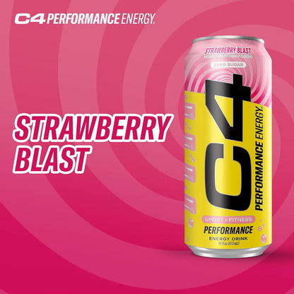 Cellucor C4 Energy Drink | Strawberry Burst Flavor | Contains 200mg Caffeine | 16 fl oz (12 bottles)