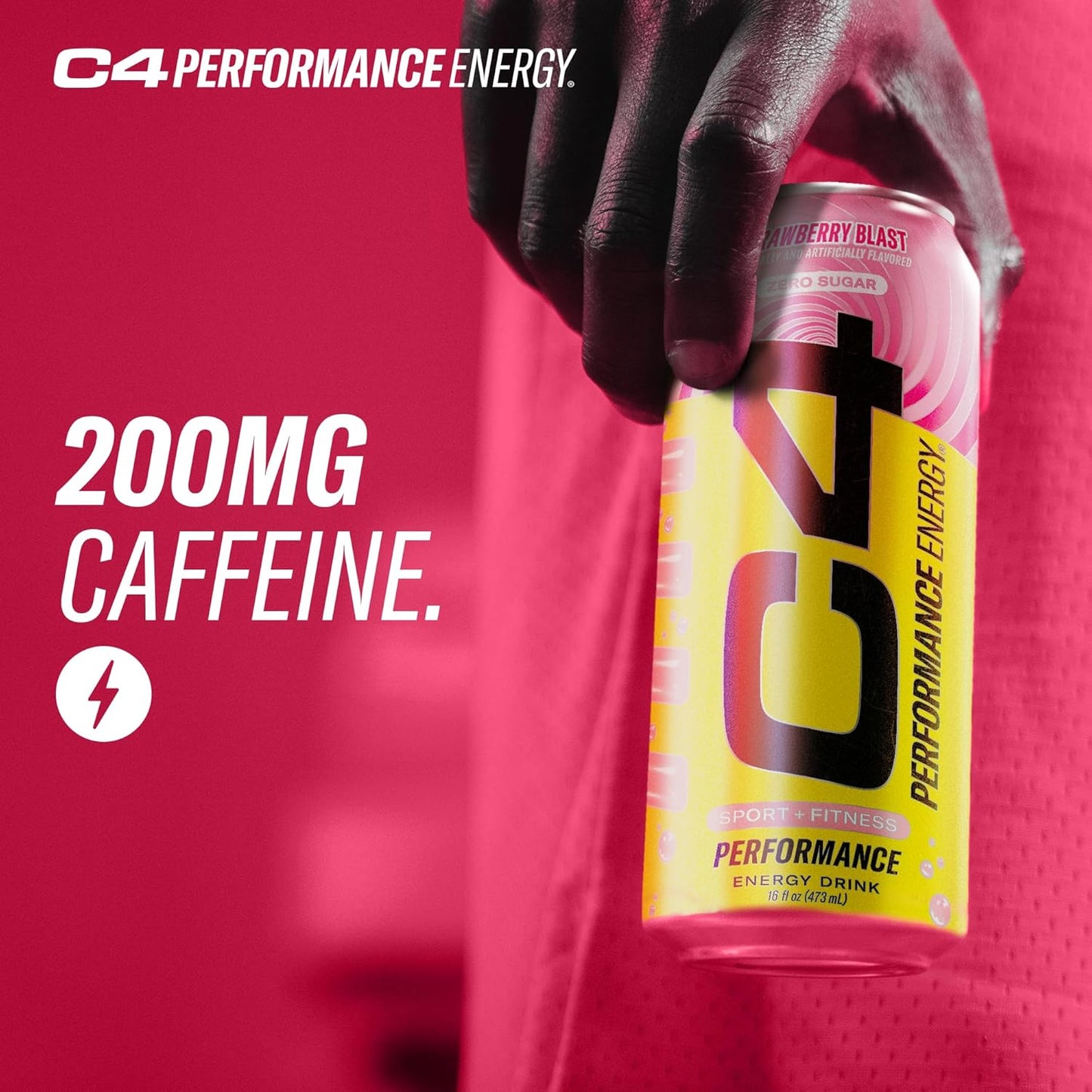 Cellucor C4 Energy Drink | Strawberry Burst Flavor | Contains 200mg Caffeine | 16 fl oz (12 bottles)