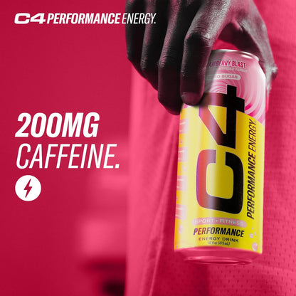 Cellucor C4 Energy Drink | Strawberry Burst Flavor | Contains 200mg Caffeine | 16 fl oz (12 bottles)