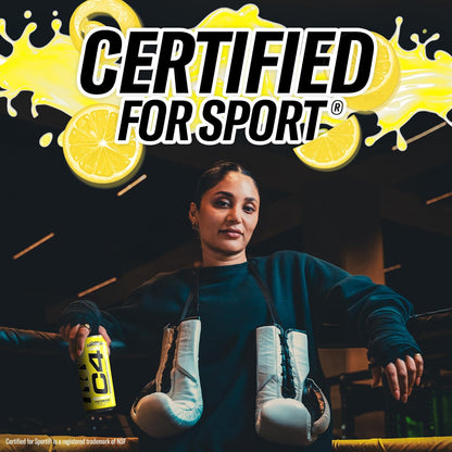 Cellucor C4 Energy Drink, Lemon Limited Edition, Carbonated, Sugar-Free, 16oz, 12-pack