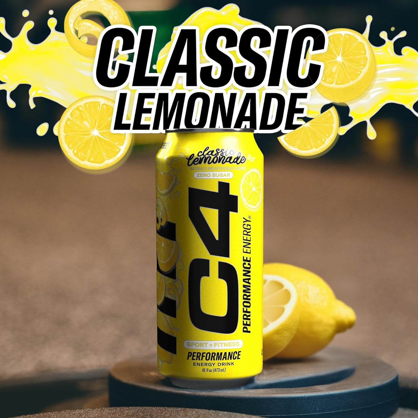 Cellucor C4 Energy Drink, Lemon Limited Edition, Carbonated, Sugar-Free, 16oz, 12-pack