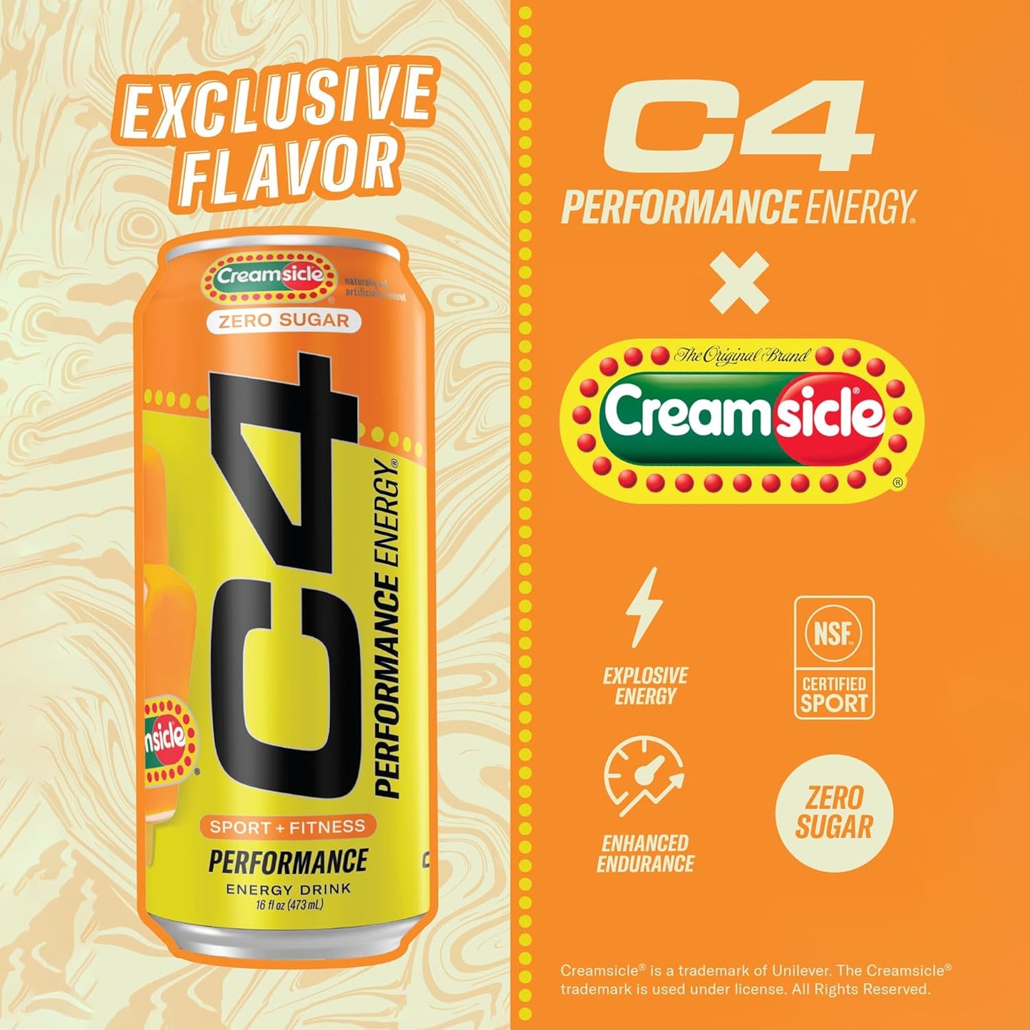 Cellucor C4 Energy Drink | 200mg Caffeine | Orange Cream Popsicle Flavor | 16 fl oz (12-pack)