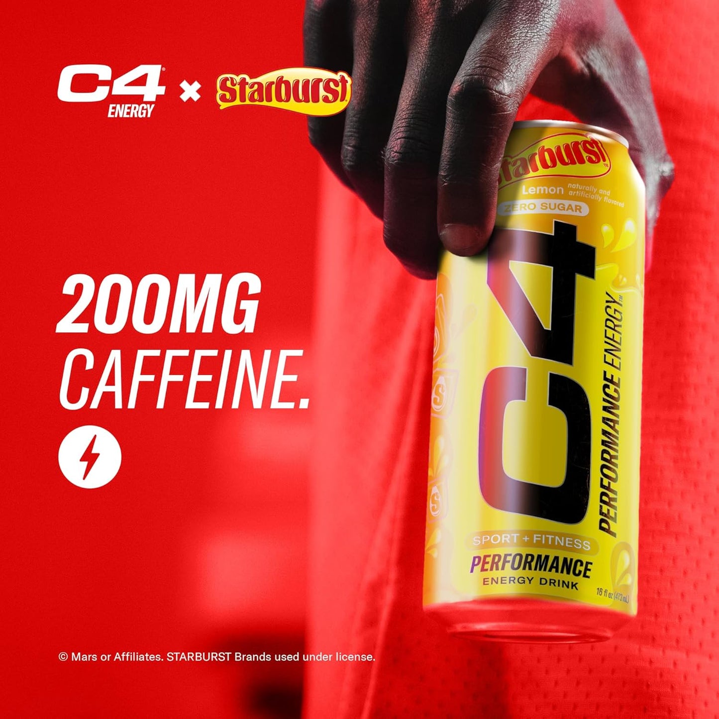 Cellucor C4 Energy Drink | Starburst Lemon Flavor | 200mg Caffeine | 16 fl oz (12 bottles)