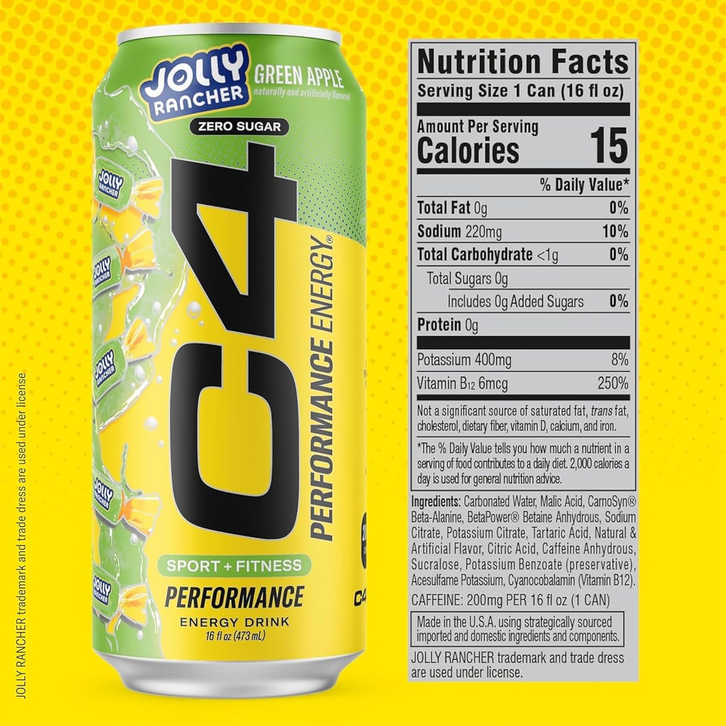 Cellucor C4 Energy Drink | Green Apple Flavor | 200 mg Caffeine | 16 fl oz (12 bottles)