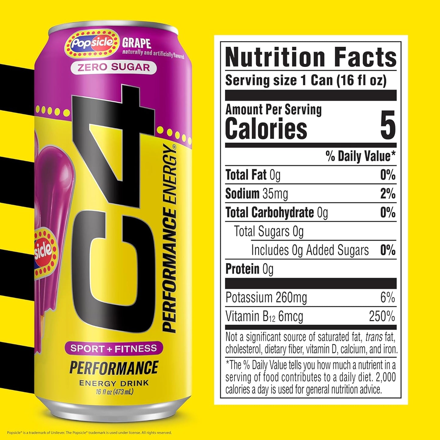 Cellucor C4 Energy Drink x Grape Popsicle Flavor, Sugar-Free Carbonated Sports Drink, 16 oz, 12-pack