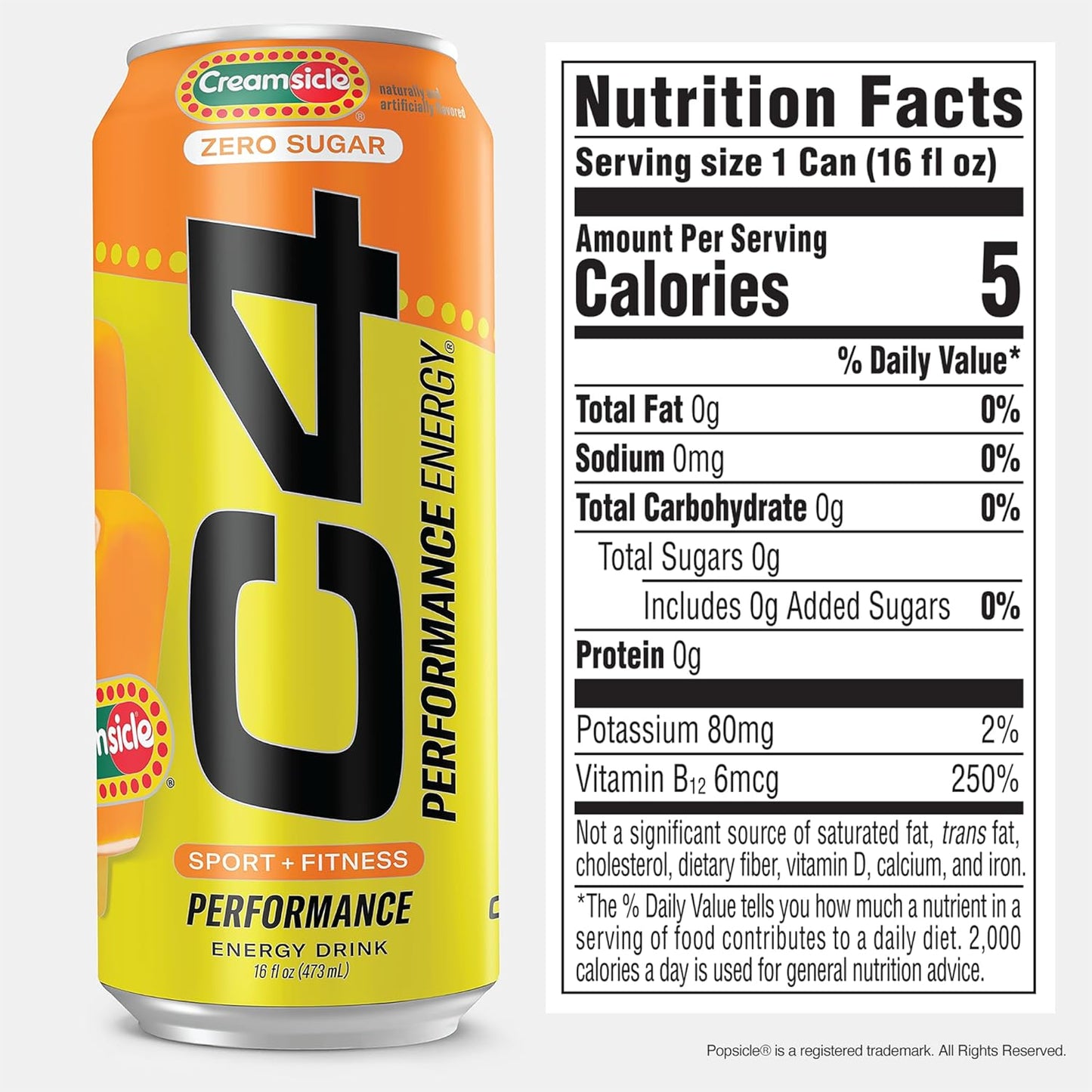 Cellucor C4 Energy Drink | 200mg Caffeine | Orange Cream Popsicle Flavor | 16 fl oz (12-pack)
