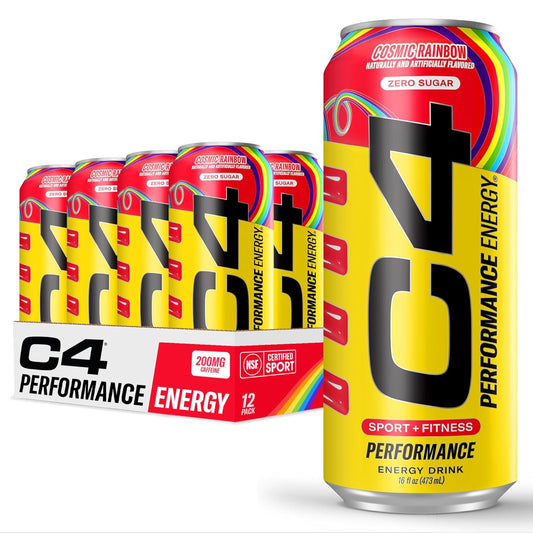 Cellucor C4 Energy Drink | Cosmic Rainbow | Contains 200 mg of caffeine | 16 fl oz (12 bottles)