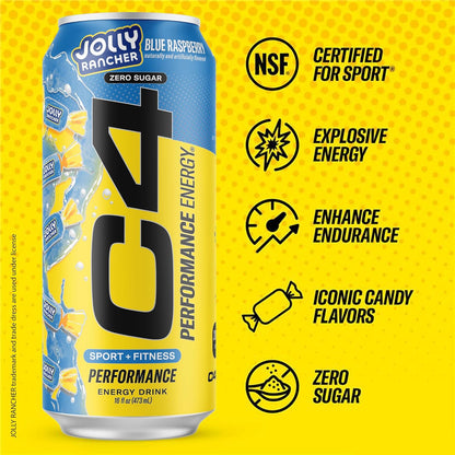 Cellucor C4 Energy Drink | Blueberry Flavor | 200mg Caffeine | 16 fl oz (12 bottles)