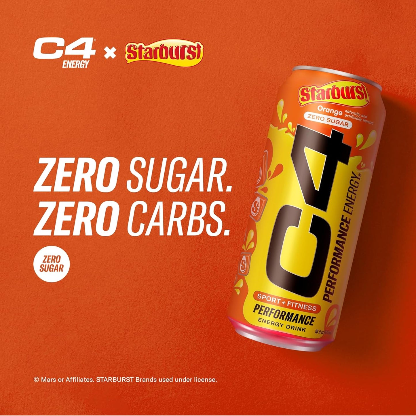 Cellucor C4 Energy Drink | Starburst Orange Flavor | 200mg Caffeine | 16 fl oz (12 bottles)