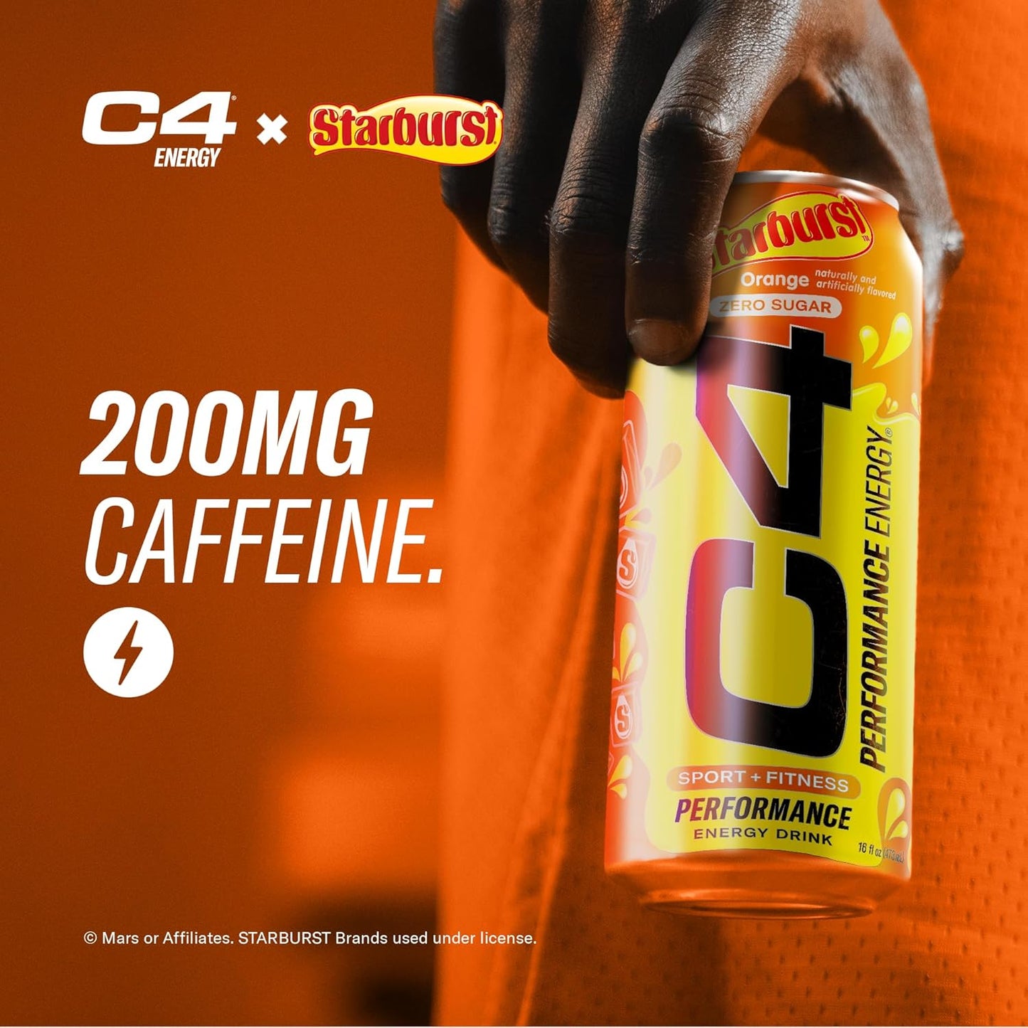 Cellucor C4 Energy Drink | Starburst Orange Flavor | 200mg Caffeine | 16 fl oz (12 bottles)