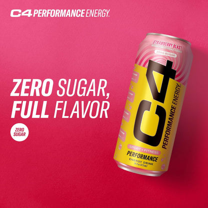 Cellucor C4 Energy Drink | Strawberry Burst Flavor | Contains 200mg Caffeine | 16 fl oz (12 bottles)