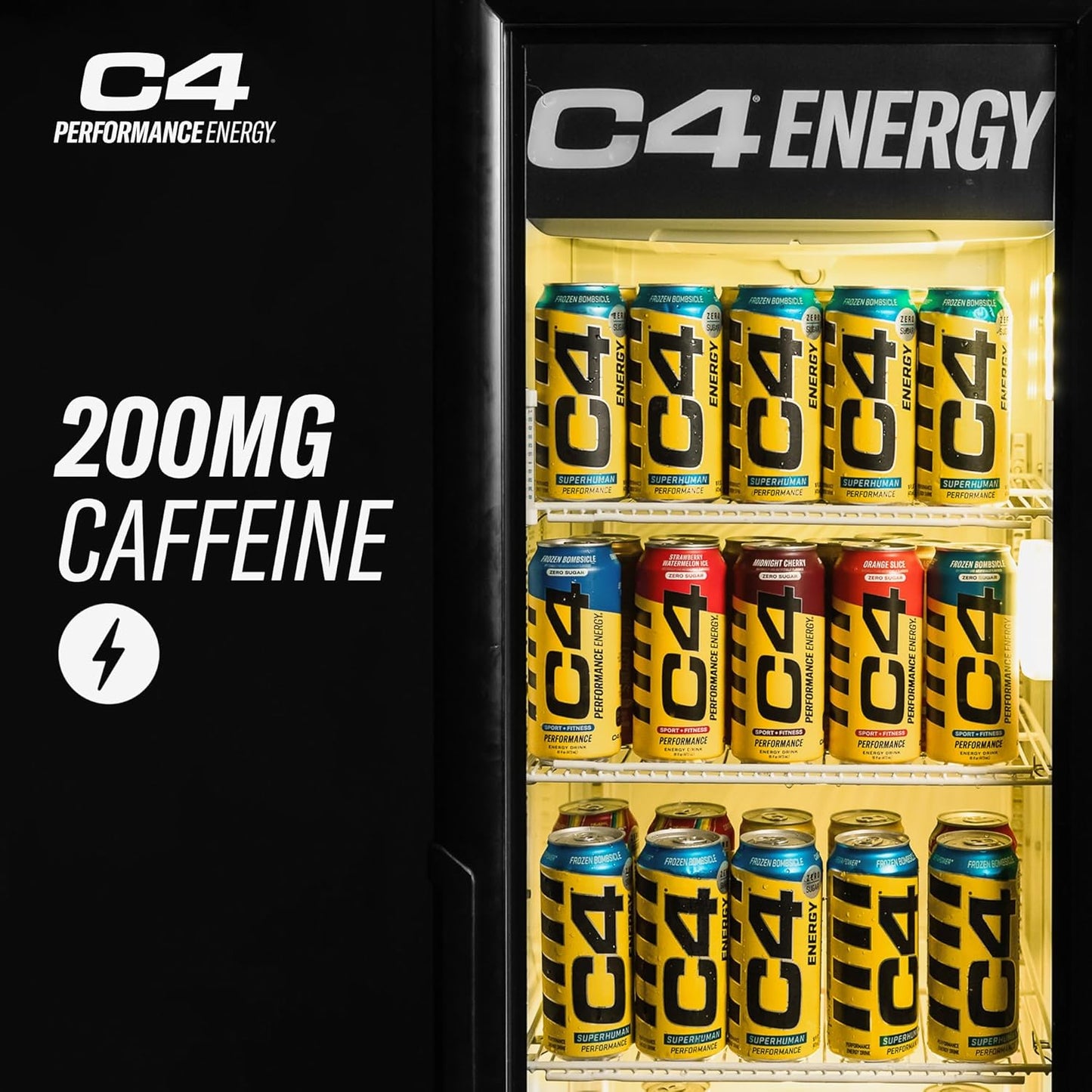 C4 Energy Drink 16oz (12-pack) - Strawberry Watermelon Iced Flavor - Sugar-Free Pre-Workout Energy Drink