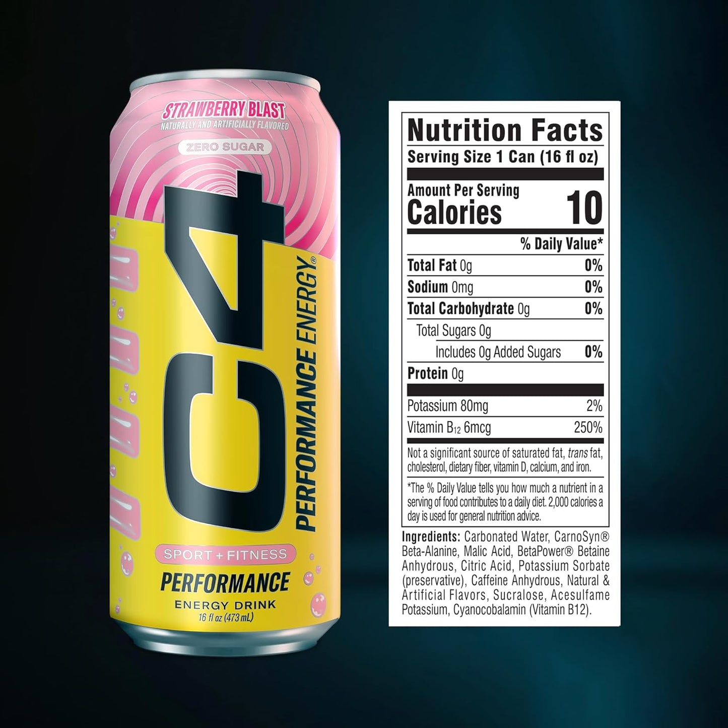 Cellucor C4 Energy Drink | Strawberry Burst Flavor | Contains 200mg Caffeine | 16 fl oz (12 bottles)