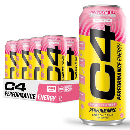 Cellucor C4 Energy Drink | Strawberry Burst Flavor | Contains 200mg Caffeine | 16 fl oz (12 bottles)